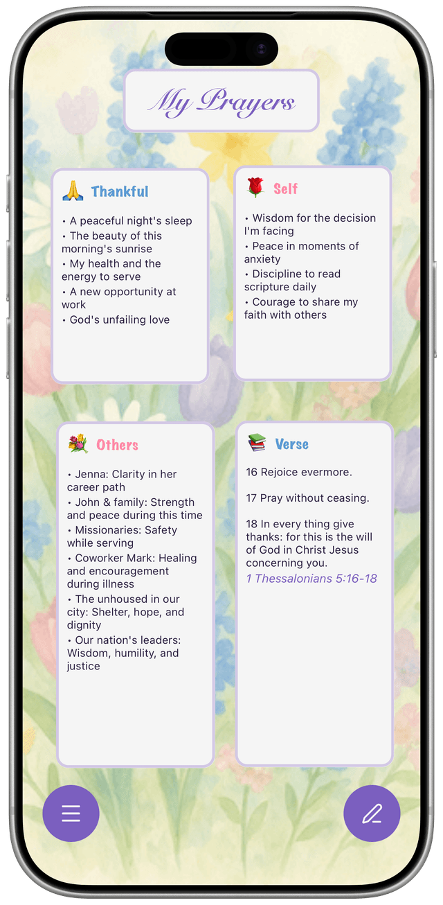 Pray Board personal board screenshot